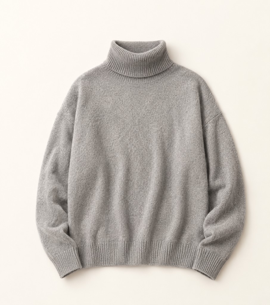 Maglione cashmere grigio melange a collo alto